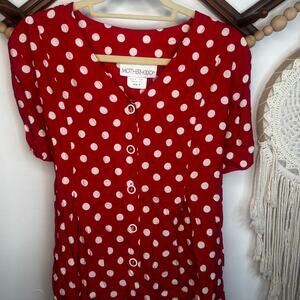 Vintage Motherhood Red Polka Dot Maternity Tie Waist Romper